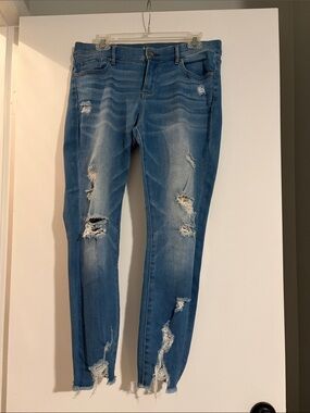 New York & Company Soho Distressed Ankle Jeans Raw Hem Size 10